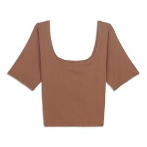 NWT Lululemon Ribbed Held Tight Tee in Dusty Bronze Women’s Size 14 Athletic Tee